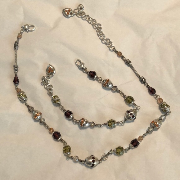 Brighton Jewelry - Brighton Silver Tone and Multi Colored Swarovski Crystal Beaded Necklace